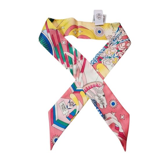 Hermes Twilly Silk Scarf Danse Des Amazones Multicolor Print New France Luxury - Picture 2 of 14